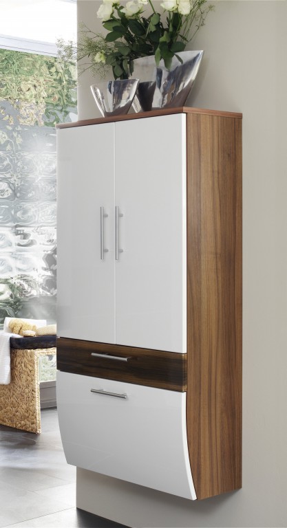 Bad Hochschrank Hängeschrank Badschrank Hochglanzfront anthrazit weiß