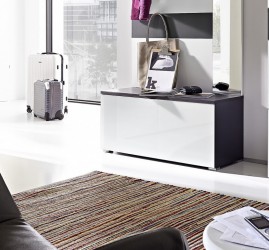 Schuhschrank Schuhbank ca. 12 Paar Garderobe Schrank Glasfront weiß anthrazit Schuhschrank Schuhbank ca. 12 Paar Garderobe Schrank Glasfront weiß anthrazit