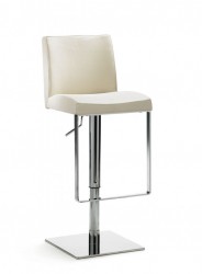 Mayer Design-Lift-Barhocker / Tresenhocker in Leder-Optik beige-chrom 