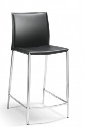 Mayer 1147 Barhocker mit 4-Fu�-Gestell in chrom / Leder schwarz