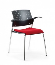 Mayer Profi Office 2576 Stapelstuhl mit Armlehnen in chrom / schwarz / rot Mayer Profi Office 2576 Stapelstuhl mit Armlehnen in chrom / schwarz / rot
