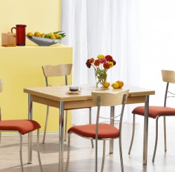 Mayer 3163 Tisch / K�chentisch / Esszimmerstisch mit Auszug in chrom / buche