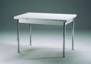 Mayer 3164 01 11 Tisch / Esstisch / K&uuml;chentisch in chrom / wei&szlig; 110-168x74x70