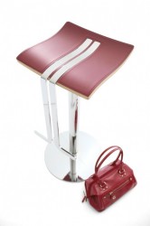Mayer Wave Barhocker / Funktionshocker in chrom / echt Leder rot Wave by Buffon