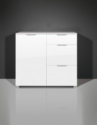 Vento Kommode / Anrichte mit 1 Tür und 3 Schubladen in weiß Hochglanz 96 x 85 x 40 Vento Kommode / Anrichte mit 1 Tür und 3 Schubladen in weiß Hochglanz 96 x 85 x 40