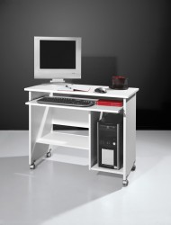 Schreibtisch Bürotisch PC Tisch Computertisch auf Rollen in Weiß Schreibtisch Bürotisch PC Tisch Computertisch auf Rollen in Weiß