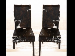 Jan Kurtz Harl Stuhl in wenge / Kuhfell tricolore im 2-er Set