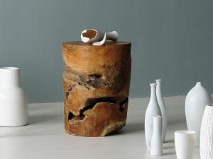 Jan Kurtz Block Hocker rund - Teak massiv, Unikat