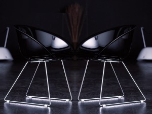 Jan Kurtz Gliss Stuhl mit Kufen chrom / schwarz 2erSet 