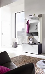 2 tlg. Garderobe Paneel + Schuhbank ca. 12 Paar Garderobe Schrank Glasfront Spiegel 2 tlg. Garderobe Paneel + Schuhbank ca. 12 Paar Garderobe Schrank Glasfront Spiegel
