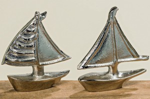 2er Set Skulptur Boot silber Schiff Meer Strand Bad Geschenk Deko Objekt Aluminium 2er Set Skulptur Boot silber Schiff Meer Strand Bad Geschenk Deko Objekt Aluminium