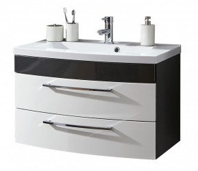 Badezimmer Waschplatz Hochglanz Bad Waschtisch Badmöbel 5869 - 99 Weiß Anthrazit Mineralgußbecken Badezimmer Waschplatz Hochglanz Bad Waschtisch Badmöbel 5869 - 99 Weiß Anthrazit Mineralgußbecken