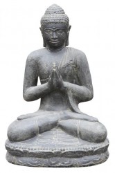 XL Buddha 60 cm Steinguss Gartendeko Indischer Steinbuddha Begrüßung Statue XL Buddha 60 cm Steinguss Gartendeko Indischer Steinbuddha Begrüßung Statue