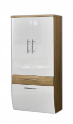 Bad Hochschrank Hängeschrank Badschrank Hochglanzfront samona-eiche weiss NEU Bad Hochschrank Hängeschrank Badschrank Hochglanzfront samona-eiche weiss NEU