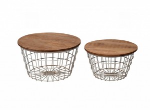 2er Set Couchtisch Dave rund Metallkorb weiß Stauraum Beistelltisch Sofatisch Neu 2er Set Couchtisch Dave rund Metallkorb weiß Stauraum Beistelltisch Sofatisch Neu