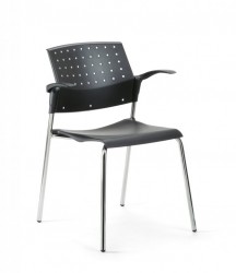Mayer Profi Office 2575 Stapelstuhl mit Armlehnen in chrom / schwarz Mayer Profi Office 2575 Stapelstuhl mit Armlehnen in chrom / schwarz