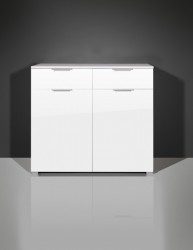 Vento Kommode / Anrichte mit 2 Türen und 2 Schubladen in weiß Hochglanz 96 x 85 x 40 Vento Kommode / Anrichte mit 2 Türen und 2 Schubladen in weiß Hochglanz 96 x 85 x 40