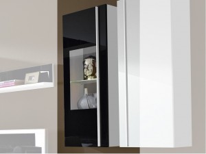 Steel Vitrine / Hängevitrine mit Glas-Front schwarz / weiß 35 x 100 x 27 Steel Vitrine / Hängevitrine mit Glas-Front schwarz / weiß 35 x 100 x 27