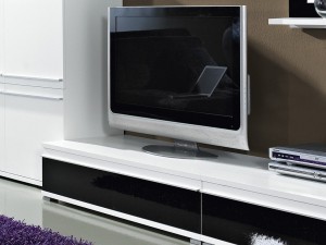 Steel TV-Unterschrank / TV-Board in weiß / schwarz Glas-Front 100 x 30 x 55 Steel TV-Unterschrank / TV-Board in weiß / schwarz Glas-Front 100 x 30 x 55