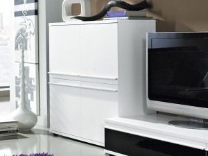 Steel Wohnzimmer-Kommode mit 4 Türen in weiß 100 x 100 x 40 Steel Wohnzimmer-Kommode mit 4 Türen in weiß 100 x 100 x 40