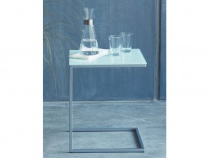 Jan Kurtz Classico Beistelltisch in luna-silber / Glas weiß 40 x 48 x 40 Jan Kurtz Classico Beistelltisch in luna-silber / Glas weiß 40 x 48 x 40