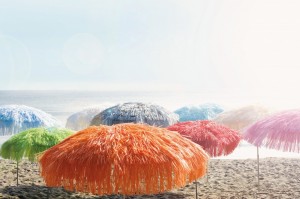 Jan Kurtz Hawaii Sonnenschirm mit Knickgelenk natur, weiß, orange, pink ... Jan Kurtz Hawaii Sonnenschirm mit Knickgelenk natur, weiß, orange, pink ...