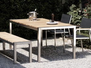 Jan Kurtz Luxury Outdoor-Tisch in Edelstahl / Teak 180 x 75 x 90 Jan Kurtz Luxury Outdoor-Tisch in Edelstahl / Teak 180 x 75 x 90