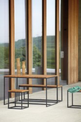 Jan Kurtz ALOIS Garten-Set - 2 Hocker, Bank, Tisch in Robinie / Stahlrohr schwarz Jan Kurtz ALOIS Garten-Set - 2 Hocker, Bank, Tisch in Robinie / Stahlrohr schwarz