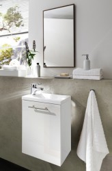 Handwaschplatz Aktzent Gäste WC Waschplatz Gästebad Waschbecken Waschtisch Badschrank weiß Handwaschplatz Aktzent Gäste WC Waschplatz Gästebad Waschbecken Waschtisch Badschrank weiß