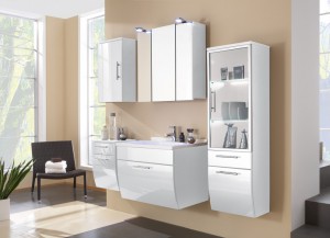 Design Badezimmer Badmöbel Badezimmermöbel inkl. Beleuchtung Waschtisch Hochglanzfront Weiß 5tlg. NEU Design Badezimmer Badmöbel Badezimmermöbel inkl. Beleuchtung Waschtisch Hochglanzfront Weiß 5tlg. NEU