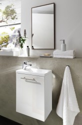 Handwaschplatz Aktzent Gäste WC Waschplatz Hochglanzfront Gästebad Waschbecken Waschtisch Badschrank weiß Handwaschplatz Aktzent Gäste WC Waschplatz Hochglanzfront Gästebad Waschbecken Waschtisch Badschrank weiß